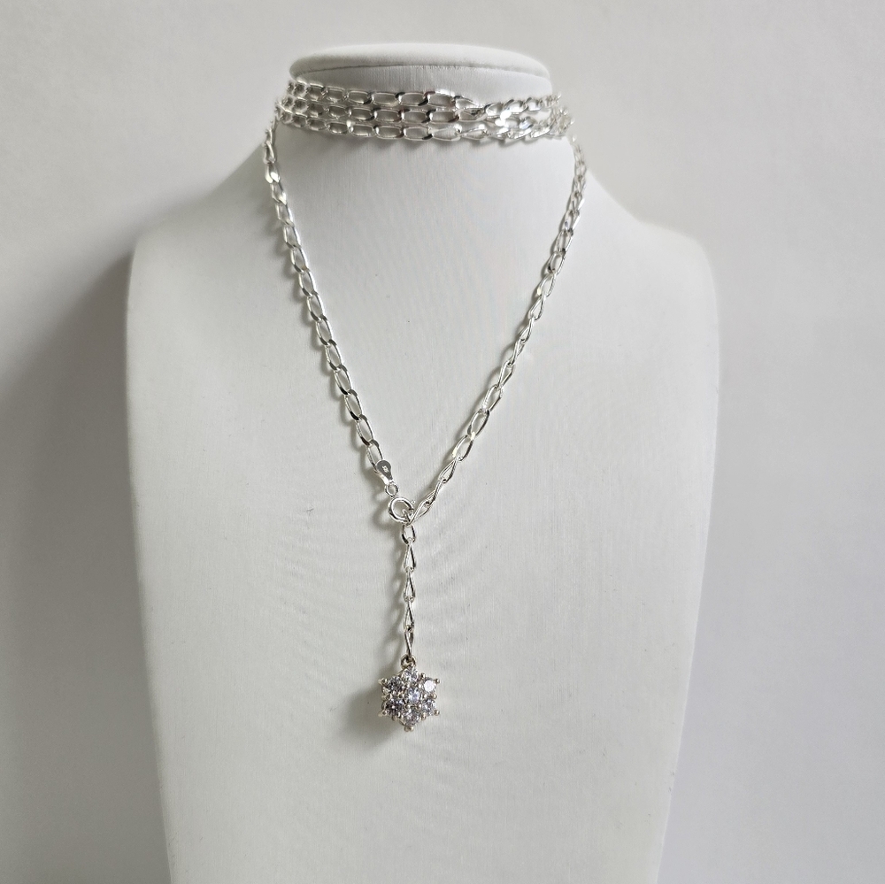 Watch Video / Sterling Silver 925 Elegant Silver Necklace View 2
